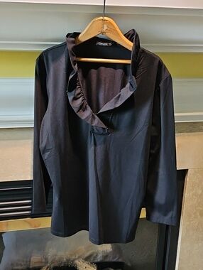 J.McLaughlin Black Kate Ruffle Top Womens Size M